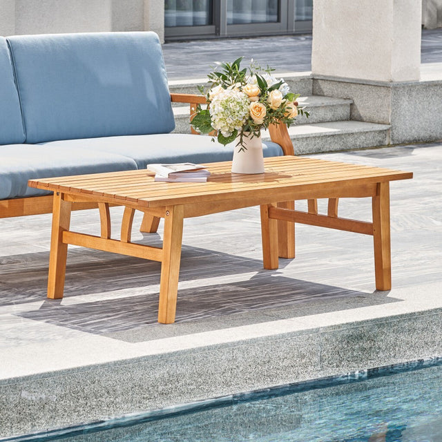 HARPER Eucalyptus Outdoor Coffee Table with Wood Supports