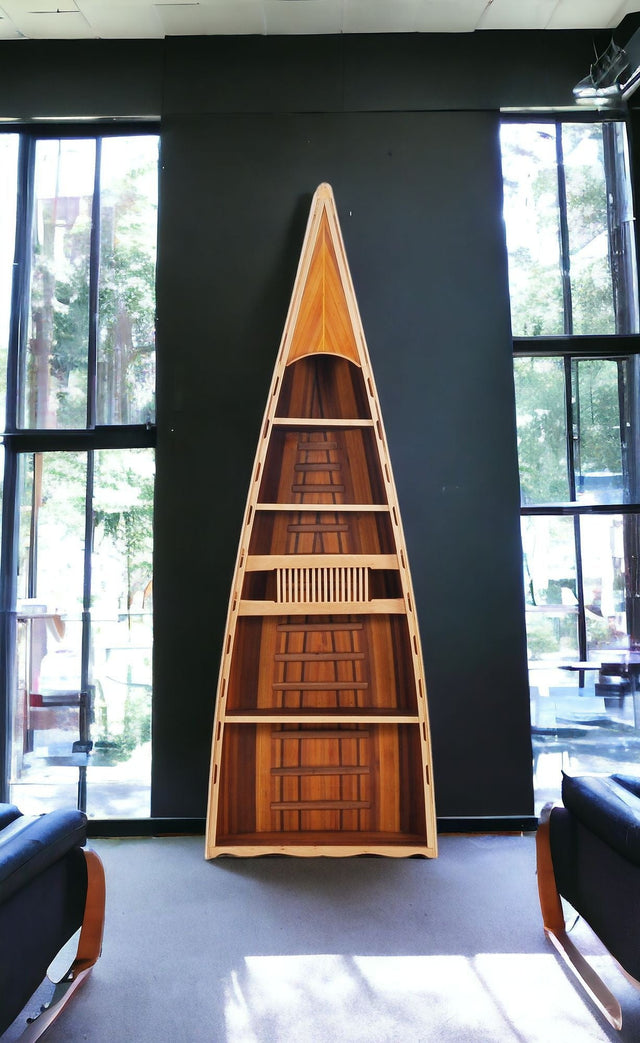 CANOE Bookshelf in Red Cedar and Rare Purple Heart Wood - WOODEN SOUL