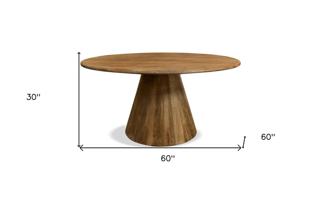 DAHLIA Mango Wood 60" Round Pedestal Dining Table - WOODEN SOUL