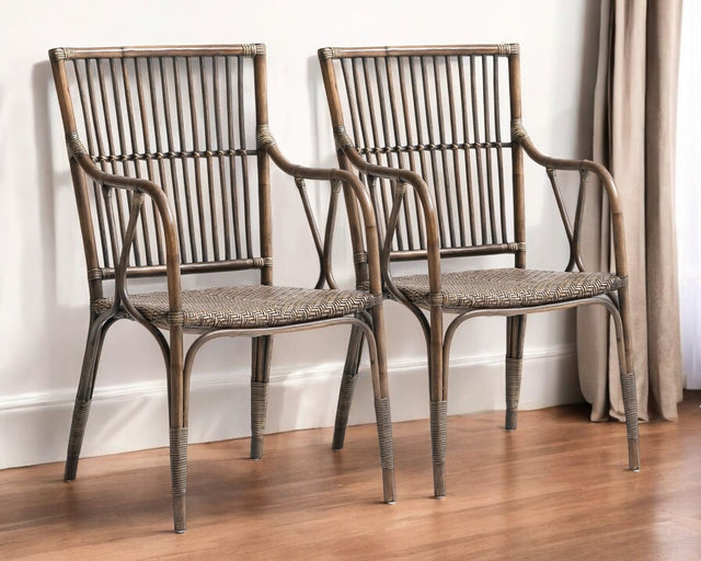 FREDERIC Rattan Slat Back Dining Chairs (Set of 2) - WOODEN SOUL