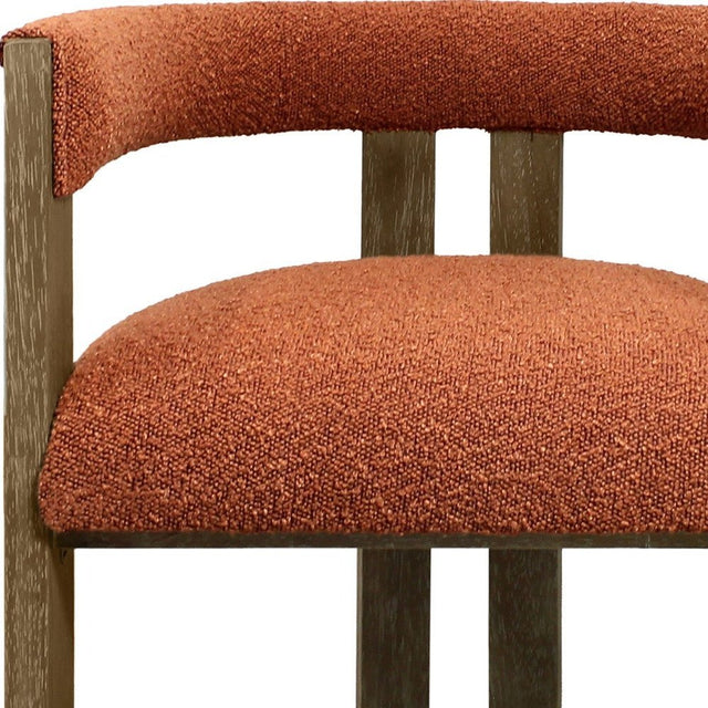 GINGER Rubberwood Boucle Open Back Dining Chair - WOODEN SOUL