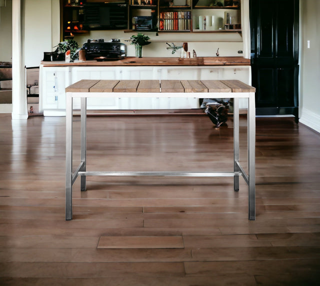 JOAN Bar Table in Teak and Steel - WOODEN SOUL