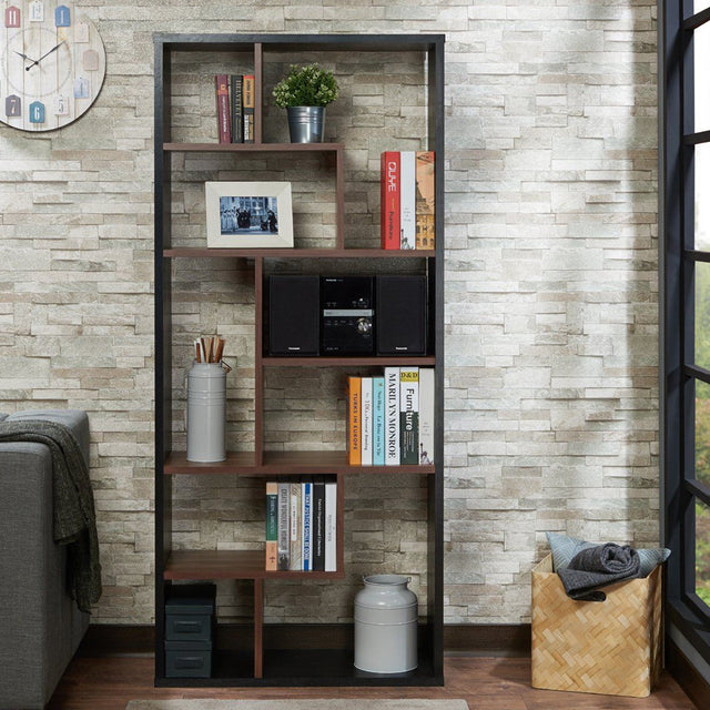 MONAE Bookcase in Walnut and Black - WOODEN SOUL
