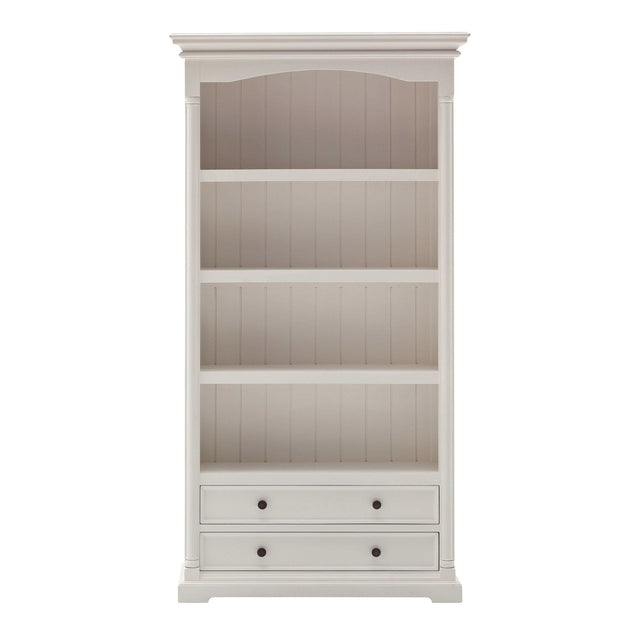 Artisan Classic White Bookcase with Drawers - Wooden Soul