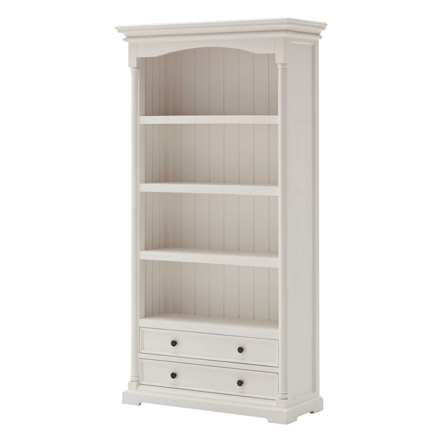 Artisan Classic White Bookcase with Drawers Angle - Wooden Soul