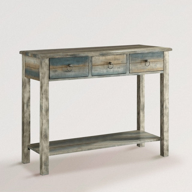 BANHART Console Table in Antiqued Wood - WOODEN SOUL