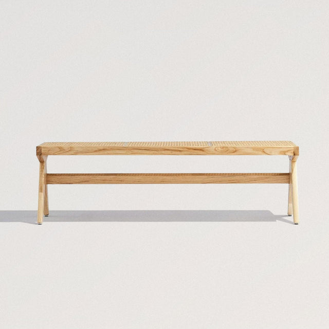 Bench in Solid Ash Wood & Rattan (Blonde) - Wooden Soul