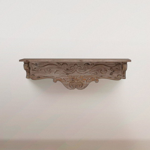 BOOKER Carved Wall Shelf in Solid Fir Wood - WOODEN SOUL