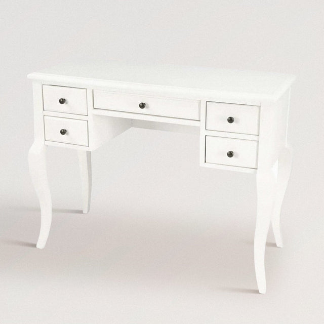 CHRISTINE Writing Desk in White Solid Acacia - WOODEN SOUL