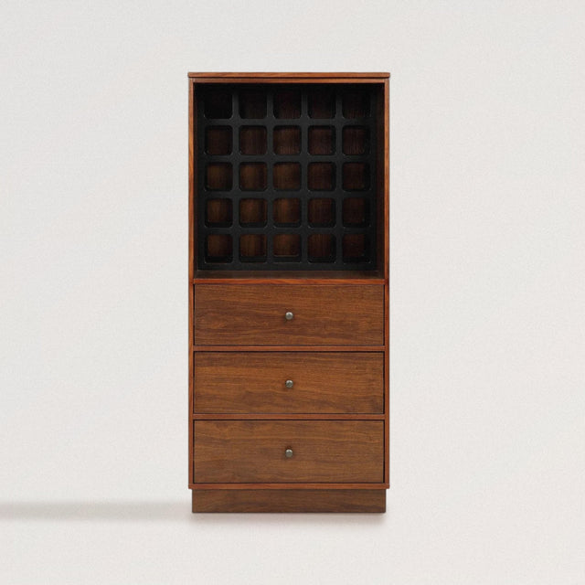 EARLE Wine Cabinet In Walnut Finish - WOODEN SOUL