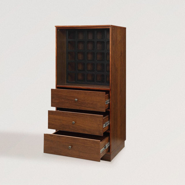 EARLE Wine Cabinet In Walnut Finish - WOODEN SOUL