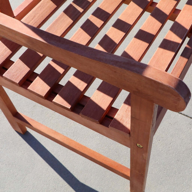 ELEMENTS Decorative-Backed Outdoor Armchair in Eucalyptus Wood Detail - Wooden Soul