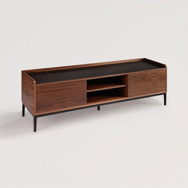 FOGERTY TV Stand in Black Rock and Walnut - WOODEN SOUL