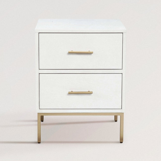 GWEN Nightstand in Gold and White Wood - WOODEN SOUL