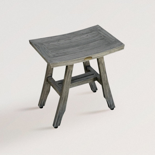 JOHANN Teak Shower Bench in Gray Wood Wash (17.5") - WOODEN SOUL