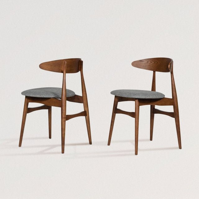 Midcentury Wishbone Dining Chair in Walnut Rubberwood (Set of Two) - Wooden Soul