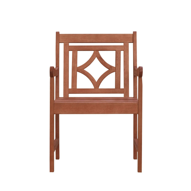 Outdoor Armchair with Decorative Back in Eucalyptus Hardwood Front - Wooden Soul