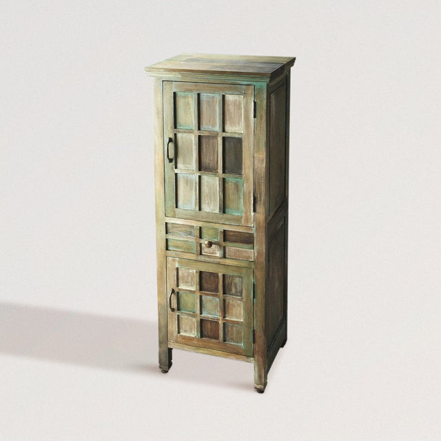 PRINE Antiqued Painted Accent Cabinet - WOODEN SOUL