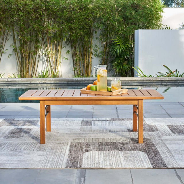 Rectangular Outdoor Coffee Table in Eucalyptus Wood Side - Wooden Soul