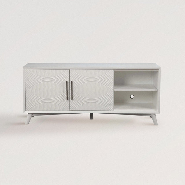 REED TV Stand in White Mahogany Wood - WOODEN SOUL