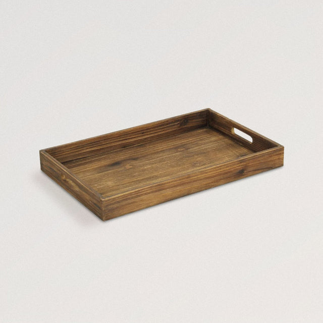 RICHIE Wooden Tray in Solid Fir Wood (Dark Brown) - WOODEN SOUL