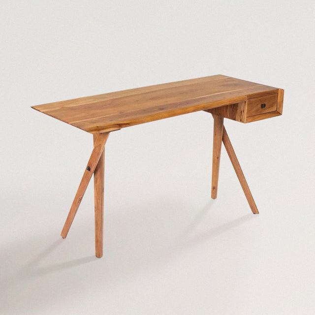 ROBERT Acacia Wood Desk with Crossed Legs - WOODEN SOUL