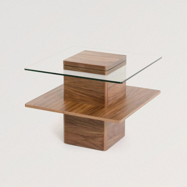 THOM Walnut and Glass End / Side Table - WOODEN SOUL