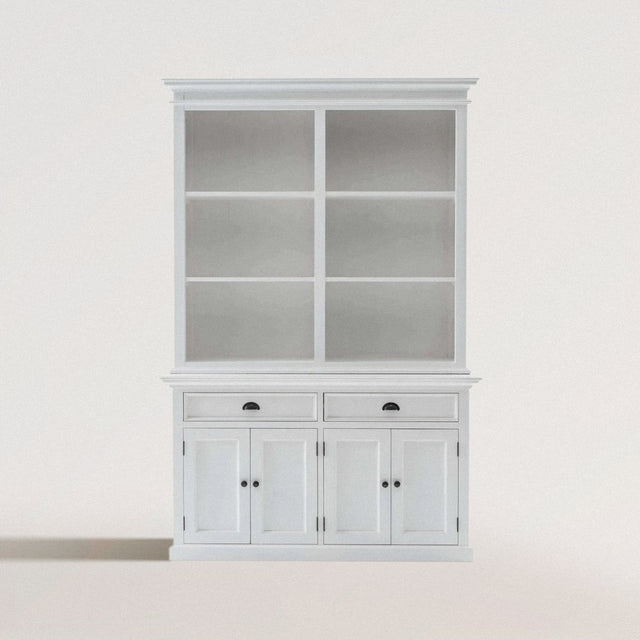 TOWNES Hutch Bookcase in Classic White Mahogany (6 Shelves) - WOODEN SOUL
