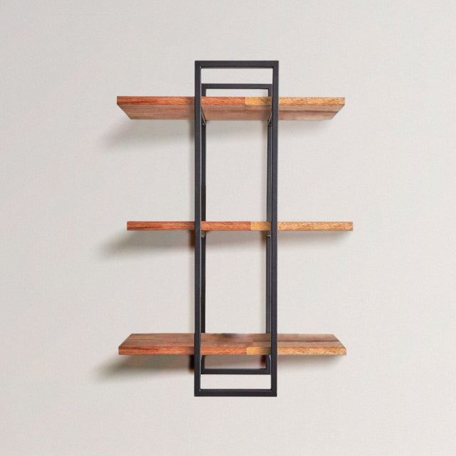 VERONICA Wood and Metal Shelves in Rubberwood - WOODEN SOUL