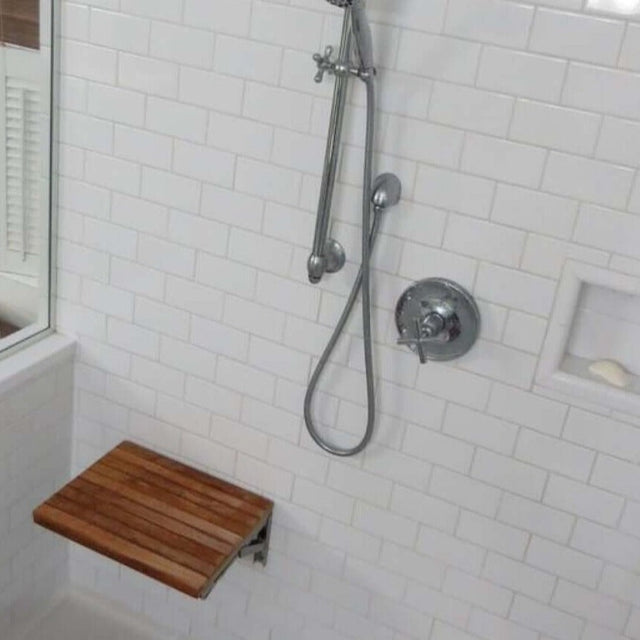 WOODEN SOUL Island Resort Teak Shower Bench (17") Photo 2 - Wooden Soul
